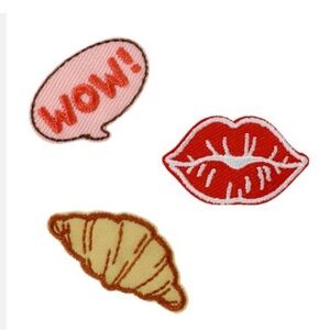 Lips, Croissant and WOW Peel & Stick Patch 3-Pack